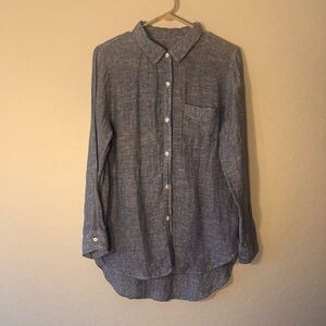 Rails Button Down long linen high low top